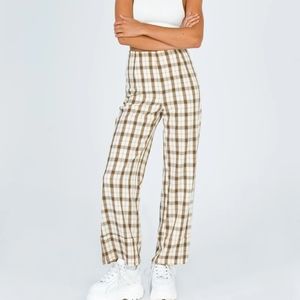 Princess Polly Yellow Check Pant 0